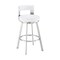 Armen Living Lynof Swivel Counter Stool in Brushed Stainless Steel with White Faux Leather 840254335486 - alternate 1